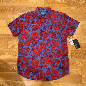 Men's Truth Substance Tropical Print Short Sleeve Button Up Large Shirt NWT